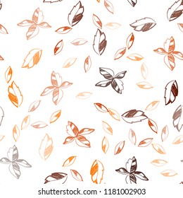 Dark Orange vector seamless abstract design with leaves. Modern geometrical abstract illustration with leaves. Pattern for trendy fabric, wallpapers.