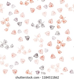 Dark Orange vector seamless abstract background with leaves. Colorful abstract illustration with leaves in doodle style. Pattern for design of fabric, wallpapers.
