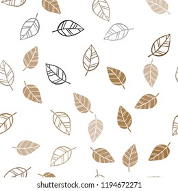 Dark Orange vector seamless abstract background with leaves. leaves on blurred abstract background with gradient. Pattern for design of window blinds, curtains.