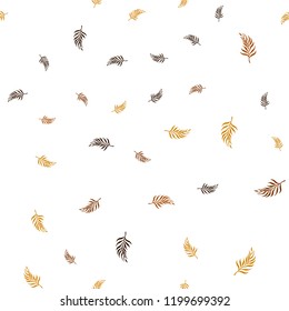 Dark Orange vector seamless abstract background with leaves. Doodle illustration of leaves in Origami style with gradient. Pattern for trendy fabric, wallpapers.