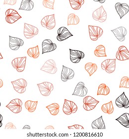 Dark Orange vector seamless abstract pattern with leaves. Colorful abstract illustration with leaves in doodle style. Pattern for design of window blinds, curtains.
