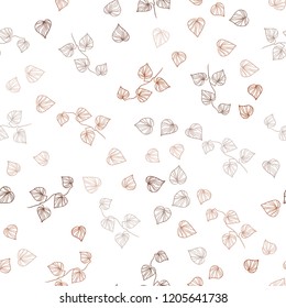 Dark Orange vector seamless abstract backdrop with leaves. Glitter abstract illustration with doodles and leaves. Design for textile, fabric, wallpapers.