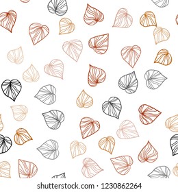 Dark Orange vector seamless abstract pattern with leaves. Doodle illustration of leaves in Origami style with gradient. Pattern for trendy fabric, wallpapers.