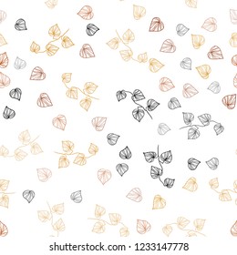 Dark Orange vector seamless abstract design with leaves. leaves on blurred abstract background with gradient. Pattern for design of window blinds, curtains.