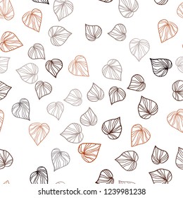 Dark Orange vector seamless abstract background with leaves. Shining colored illustration with leaves in doodle style. Design for textile, fabric, wallpapers.