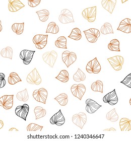 Dark Orange vector seamless abstract design with leaves. leaves on elegant natural pattern with gradient. Trendy design for wallpaper, fabric makers.