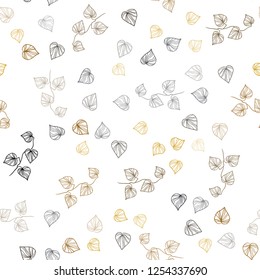 Dark Orange vector seamless abstract pattern with leaves. Doodle illustration of leaves in Origami style with gradient. Design for textile, fabric, wallpapers.