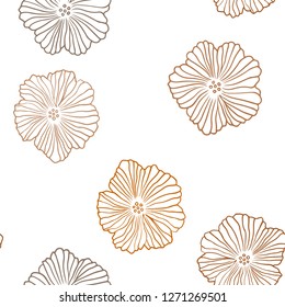 Dark Orange vector seamless abstract design with flowers. Creative illustration in blurred style with flowers. Texture for window blinds, curtains.