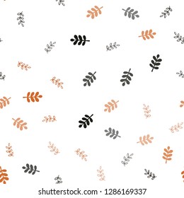 Dark Orange vector seamless abstract pattern with leaves. leaves on blurred abstract background with gradient. Texture for window blinds, curtains.
