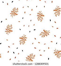 Dark Orange vector seamless abstract design with leaves, branches. Colorful illustration in doodle style with leaves, branches. Pattern for trendy fabric, wallpapers.