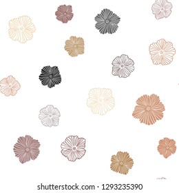 Dark Orange vector seamless abstract design with flowers. Flowers in natural style on white background. Design for wallpaper, fabric makers.