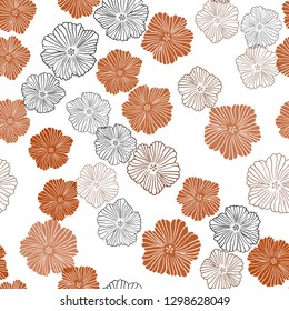 Dark Orange vector seamless abstract background with flowers. Modern abstract illustration with flowers. Template for business cards, websites.