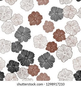 Dark Orange vector seamless abstract background with flowers. Colorful illustration in doodle style with flowers. Template for business cards, websites.