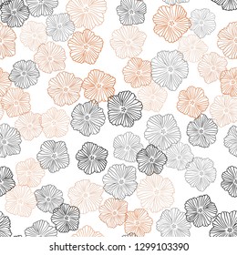 Dark Orange vector seamless abstract background with flowers. Abstract illustration with flowers in doodles style. Texture for window blinds, curtains.