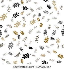 Dark Orange vector seamless abstract backdrop with leaves, branches. Colorful abstract illustration with leaves in doodle style. Pattern for trendy fabric, wallpapers.