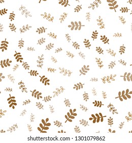 Dark Orange vector seamless abstract pattern with leaves, branches. Leaves and branches with gradient on white background. Template for business cards, websites.