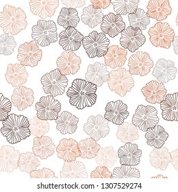 Dark Orange vector seamless abstract design with flowers. Abstract illustration with flowers in doodles style. Texture for window blinds, curtains.