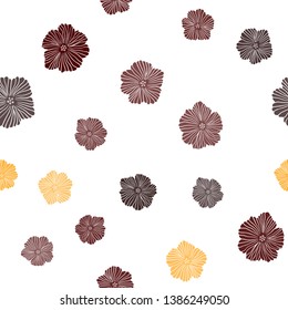 Dark Orange vector seamless abstract pattern with flowers. Flowers with gradient on white background. Texture for window blinds, curtains.