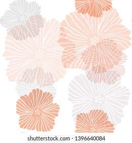 Dark Orange vector seamless abstract backdrop with flowers. Flowers with gradient on white background. Template for business cards, websites.