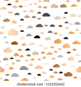 Dark Orange vector seamless backdrop with cumulus. Illustration with abstract gradient clouds. Template for business cards, websites.