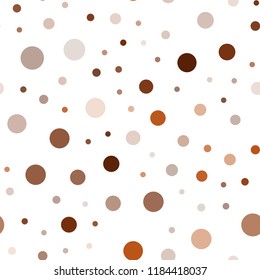 Dark Orange vector seamless backdrop with dots. Blurred bubbles on abstract background with colorful gradient. Pattern for trendy fabric, wallpapers.
