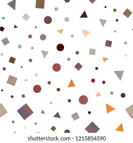 Dark Orange vector seamless backdrop with lines, circles, rhombus. Circles, lines, rhombus with colorful gradient. Trendy design for wallpaper, fabric makers.