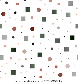 Dark Orange vector seamless backdrop with dots, spots, cubes. Glitter abstract illustration with cubes, circles. Pattern for design of fabric, wallpapers.