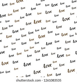 Dark Orange vector seamless backdrop with phrase LOVE YOU. Illustration with colorful phrase LOVE YOU in romantic style. Pattern for trendy fabric, wallpapers.