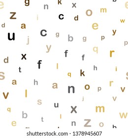 Dark Orange vector seamless backdrop with english symbols. Colored alphabet signs with gradient on white background. Texture for window blinds, curtains.