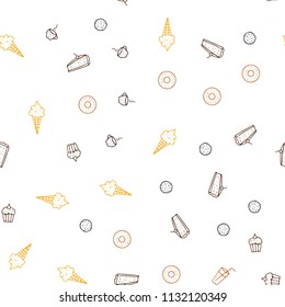 Dark Orange vector seamless background with tasty food. Illustration with set of fresh food in doodle style. Pattern for menu of cafes, bars, restaurants.