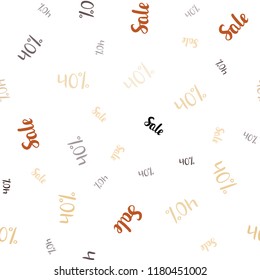 Dark Orange vector seamless background with 40 % signs of sales. Abstract illustration with colorful gradient symbols of sales. Design for business ads, commercials.