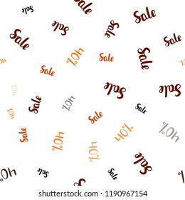Dark Orange vector seamless background with 40 % signs of sales. Illustration with signs of sales on abstract template. Pattern for ads, posters, banners of sales.
