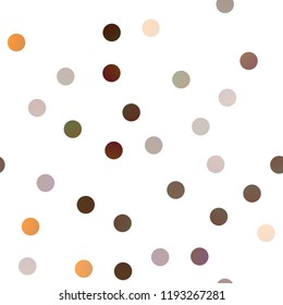 Dark Orange vector seamless background with dots. Blurred bubbles on abstract background with colorful gradient. New design for ad, poster, banner of your website.