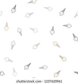 Dark Orange vector seamless background with ice-cream cones. Illustration with set of delicious sweet ice-cream cones. Pattern for ad, booklets, leaflets of restaurants.