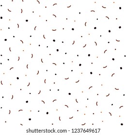 Dark Orange vector seamless background with bubbles, lines. Abstract illustration with colorful discs and triangles. Pattern for design of fabric, wallpapers.