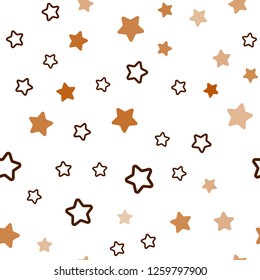 Dark Orange vector seamless background with colored stars. Decorative shining illustration with stars on abstract template. Design for wallpaper, fabric makers.