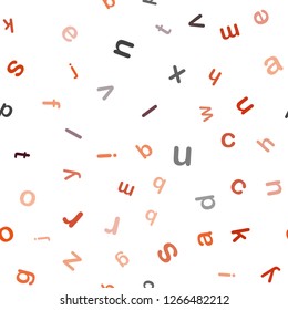 Dark Orange vector seamless background with signs of alphabet. Shining illustration with ABC symbols on abstract template. Pattern for trendy fabric, wallpapers.
