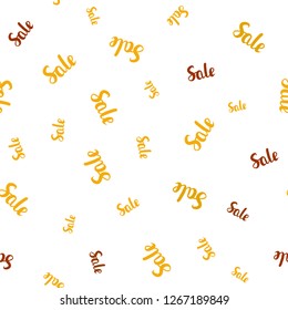 Dark Orange vector seamless background with words of sales. Illustration with signs of sales on abstract template. Backdrop for super sales on Black Friday.