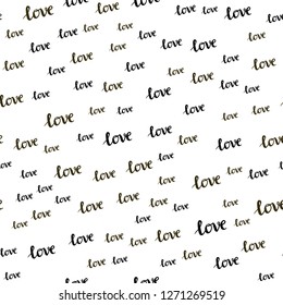 Dark Orange vector seamless background with words of love. Illustration with colorful phrase LOVE YOU in romantic style. Design for wallpaper, fabric makers.