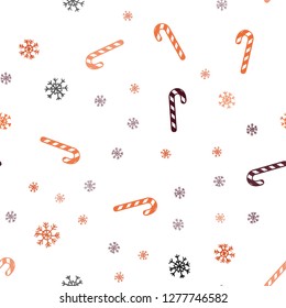 Dark Orange vector seamless background with tasty xmas sweets.