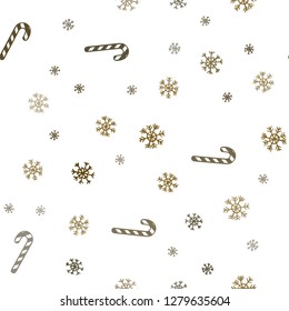 Dark Orange vector seamless background with tasty xmas sweets.