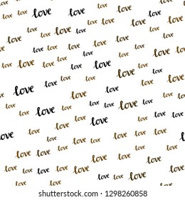 Dark Orange vector seamless background with words of love. Illustration with phrase LOVE YOU for valentine's day. Texture for window blinds, curtains.