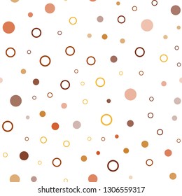 Dark Orange vector seamless background with bubbles. Modern abstract illustration with colorful water drops. Template for business cards, websites.