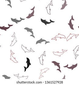 Dark Orange vector seamless background with dolphins. Shining illustration of colorful gradient sea dolphins. Pattern for marine leaflets.