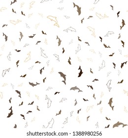 Dark Orange vector seamless background with dolphins. Isolated sea dolphins on white background. Pattern for websites of animals.