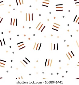 Dark Orange vector seamless cover with abstract shapes. Decorative abstract design of repeating lines, circles. Pattern for design of window blinds, curtains.