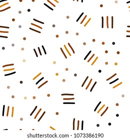 Dark Orange vector seamless cover with abstract shapes. Illustration with repetition of lines on white background. Design for textile, fabric, wallpapers.
