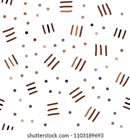 Dark Orange vector seamless cover with abstract shapes. Colorful seamless gradient with lines and signs of maths. Pattern for trendy fabric, wallpapers.