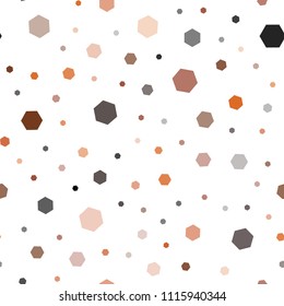 Dark Orange vector seamless cover with set of hexagons. White background with colorful hexagons. Pattern for texture of wallpapers.