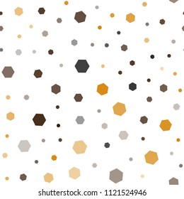 Dark Orange vector seamless cover with set of hexagons. White background with colorful hexagons. Pattern for ads, leaflets.